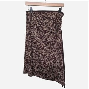 Vintage Y2K Studio M Bohemian Floral Brown Asymmetric Low Waist Skirt Size XS